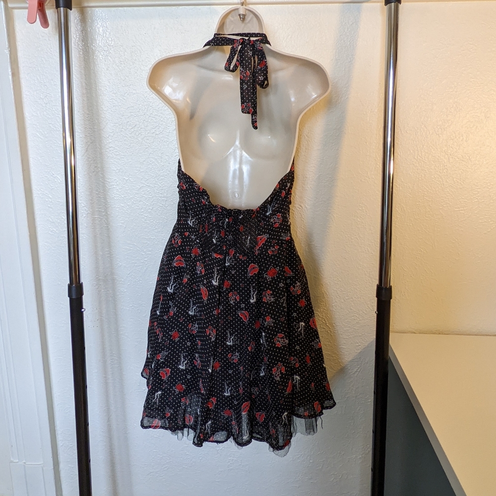 Hell Bunny Black and Red Halter Midi Dress - Picture 2 of 7